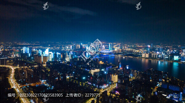 杭州錢江新城夜景航拍