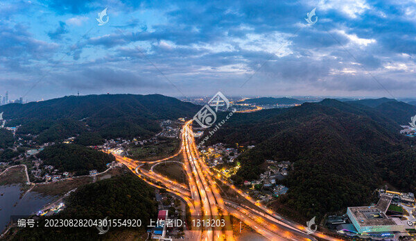 航拍湖南長(zhǎng)沙岳麓區(qū)城市夜景