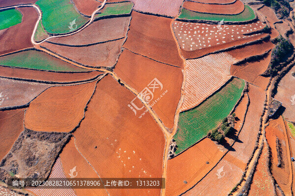 航拍云南昆明東川紅土地
