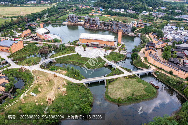 航拍湖南長(zhǎng)沙寧鄉(xiāng)道林古鎮(zhèn)
