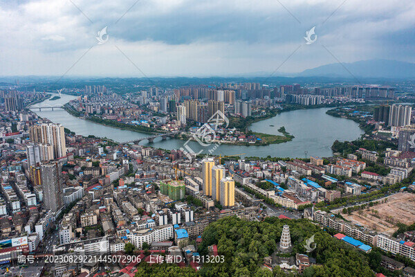 航拍湖南邵陽城市風光