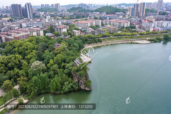 航拍湖南邵陽雙清公園