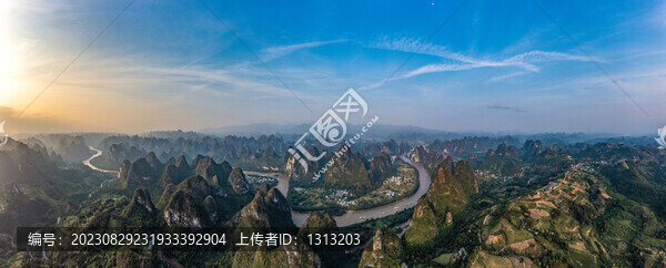 航拍廣西桂林陽朔桂林山水