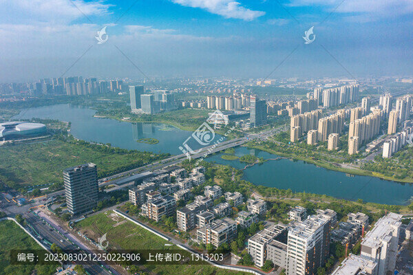 航拍浙江嘉興市城市風(fēng)光