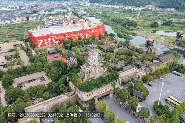 航拍湖南長沙寧鄉(xiāng)碳河古城