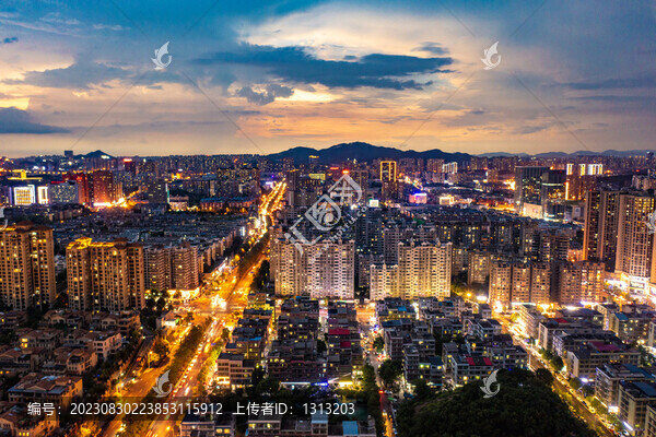 航拍湖南長沙梅溪湖夜景