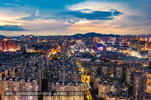 航拍湖南長沙梅溪湖夜景