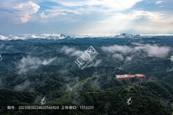 航拍湖南長沙瀏陽清江水庫