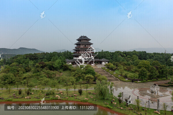 航拍湖南長(zhǎng)沙寧鄉(xiāng)花明樓景區(qū)