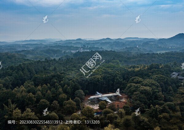 航拍湖南長沙寧鄉(xiāng)花明樓景區(qū)