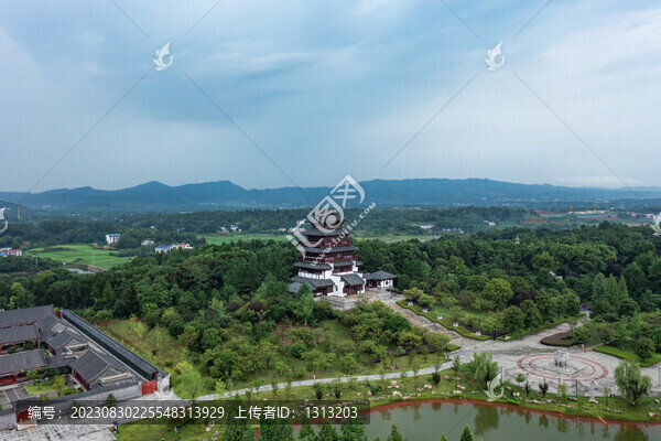 航拍湖南長沙寧鄉(xiāng)花明樓景區(qū)