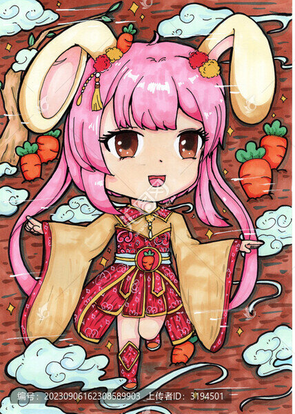 手繪掃描卯兔主題擬人