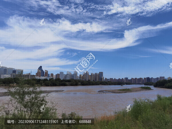 黃河藍天白云景觀
