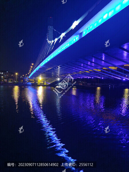天津海河夜景濱海建筑橋梁波光