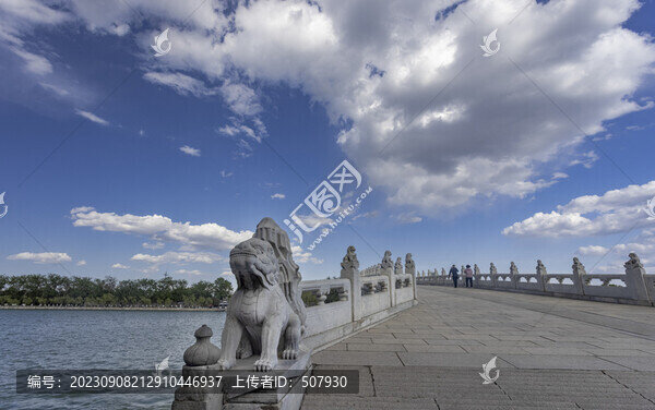 頤和園十七孔橋藍(lán)天白云