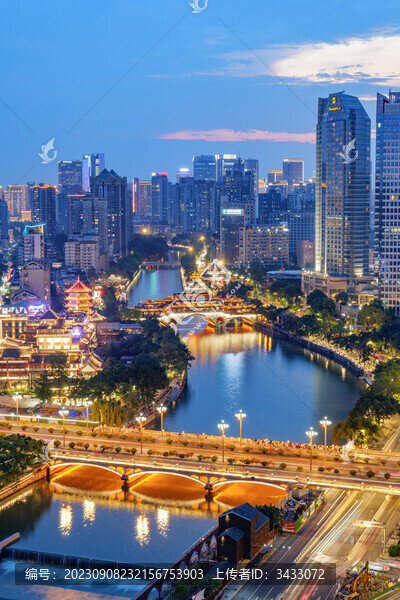 成都九眼橋安順廊橋城市夜景