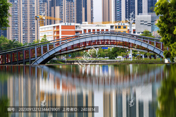 水倒影拱橋建筑深圳坪山2