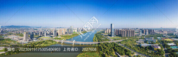 上虞一江兩岸城市風(fēng)光全景