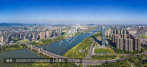 上虞一江兩岸城市風(fēng)光全景