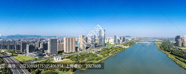上虞一江兩岸城市風光全景