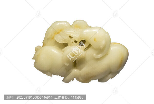 清代白玉三羊擺件