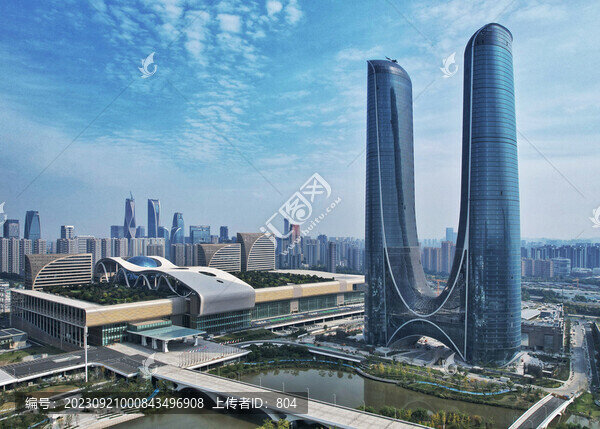 航拍杭州體育館比賽場(chǎng)館建筑