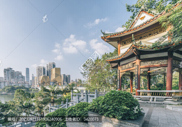 柳州江濱公園長(zhǎng)樂亭與風(fēng)情港
