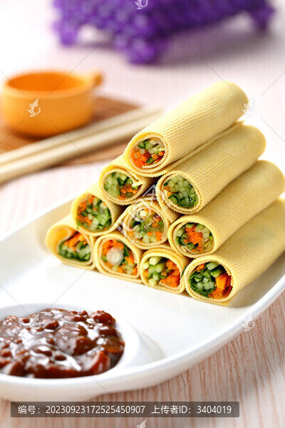 三色豆皮卷