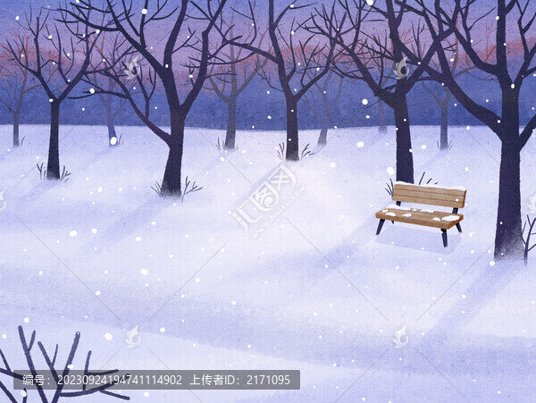 树林大雪节气风景背景插画