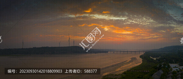 陜西渭南黃河潼關(guān)朝霞航拍
