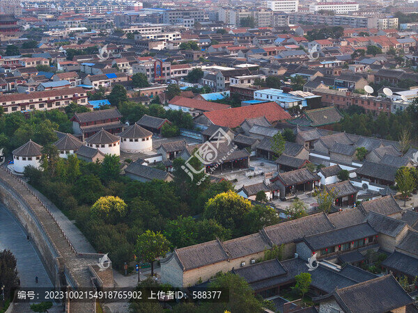 河南省鶴壁市?？h古城晨曦航拍