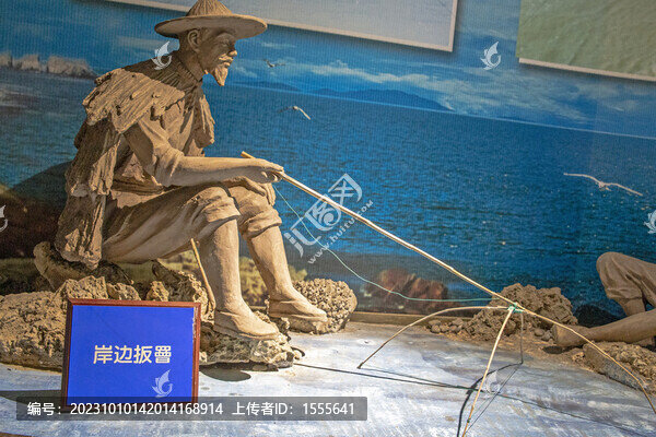 漁民岸邊扳罾