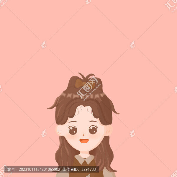 高馬尾女孩卡通頭像