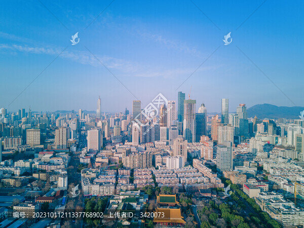 航拍江蘇南京新街口摩天大樓