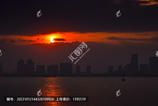 廈門海灣黃昏日落
