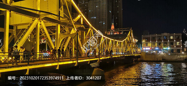 天津解放橋夜景