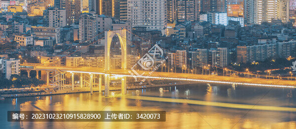 柳州城市風(fēng)光紅光大橋入夜時分