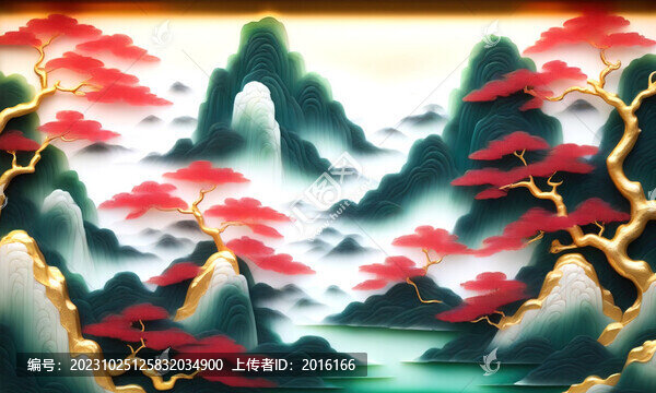 玉雕浮雕中式古典山水畫