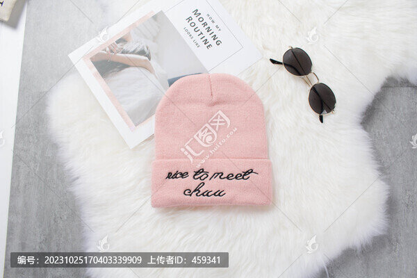 英文刺繡針織帽
