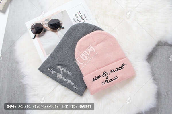 英文刺繡針織帽