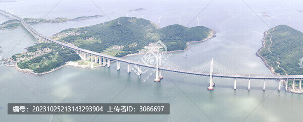 航拍福建平潭海峽公鐵兩用大橋