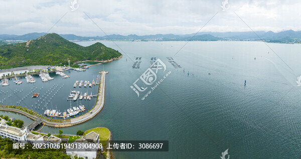 航拍廣東深圳七星灣游艇會