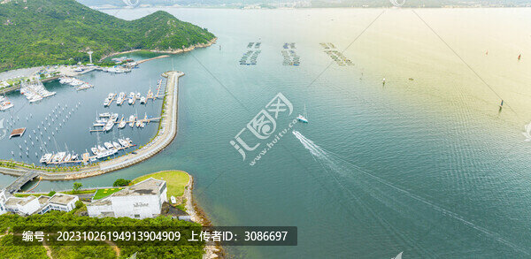 航拍廣東深圳七星灣游艇會