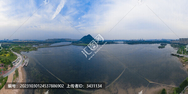 山東濟(jì)南華山湖航拍全景
