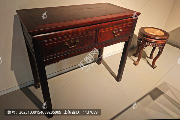 清式家具酸枝木二屜條桌