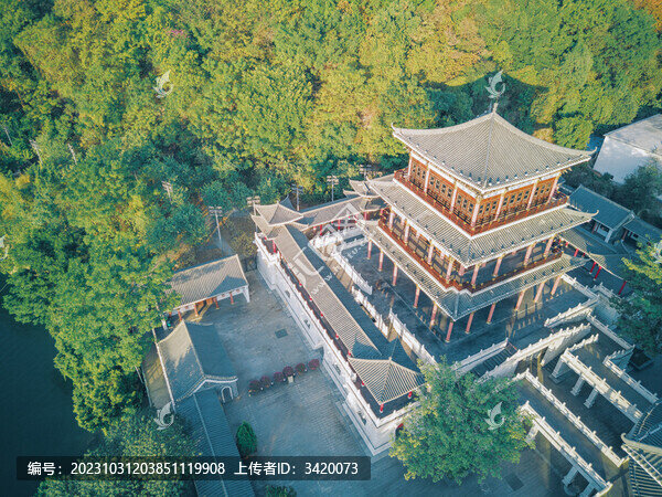 航拍廣西柳州文廟崇圣堂