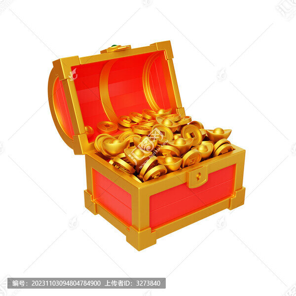 春節(jié)寶箱發(fā)財新年金幣金元寶3D