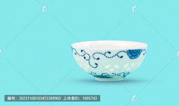 青花瓷茶碗特寫