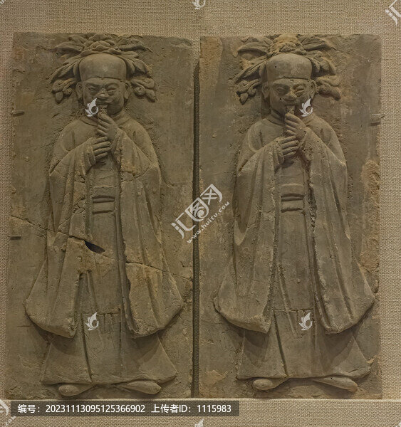 宋代吹篳篥人物陶磚