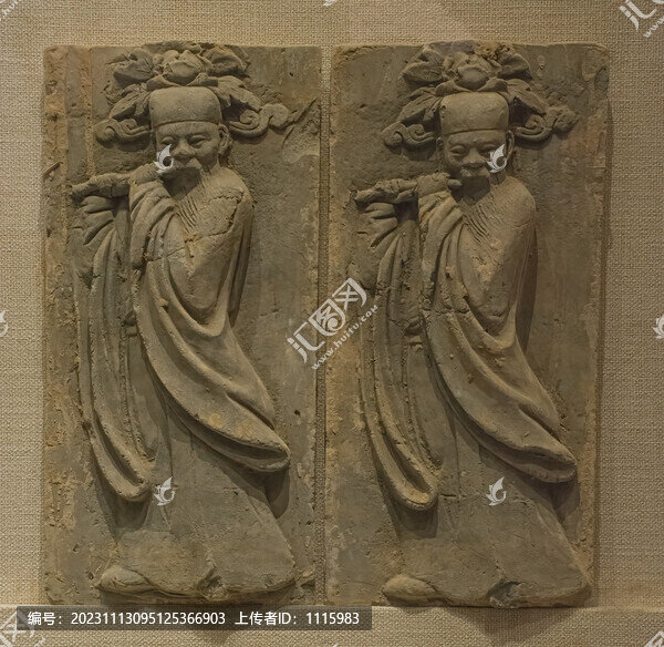 宋代吹笛人物陶磚